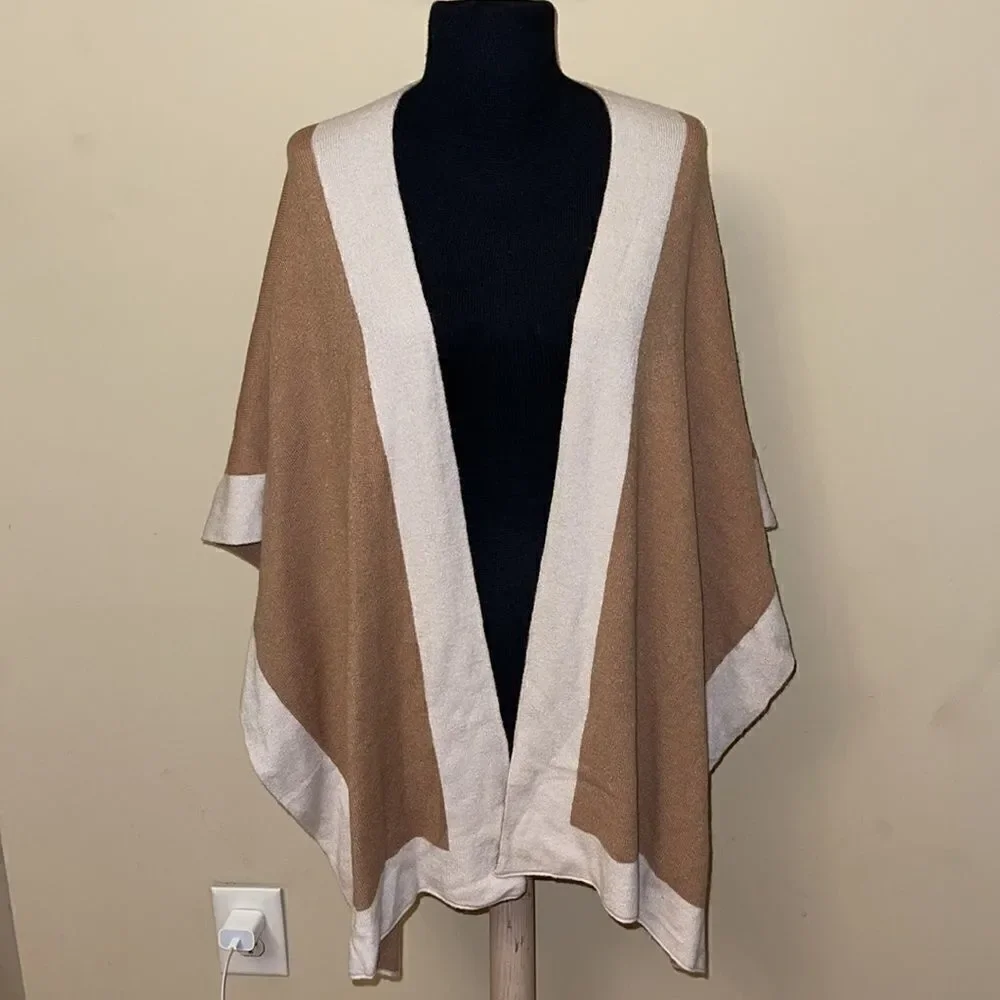 NWT Charter Club Poncho Open Front Tan Beige Sweater one size. Minor snatches.
